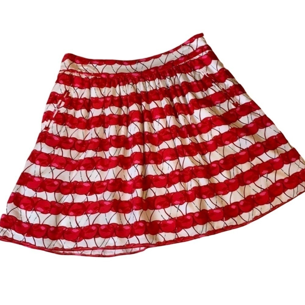 Cynthia Rowley red cherry print full skirt Size 4